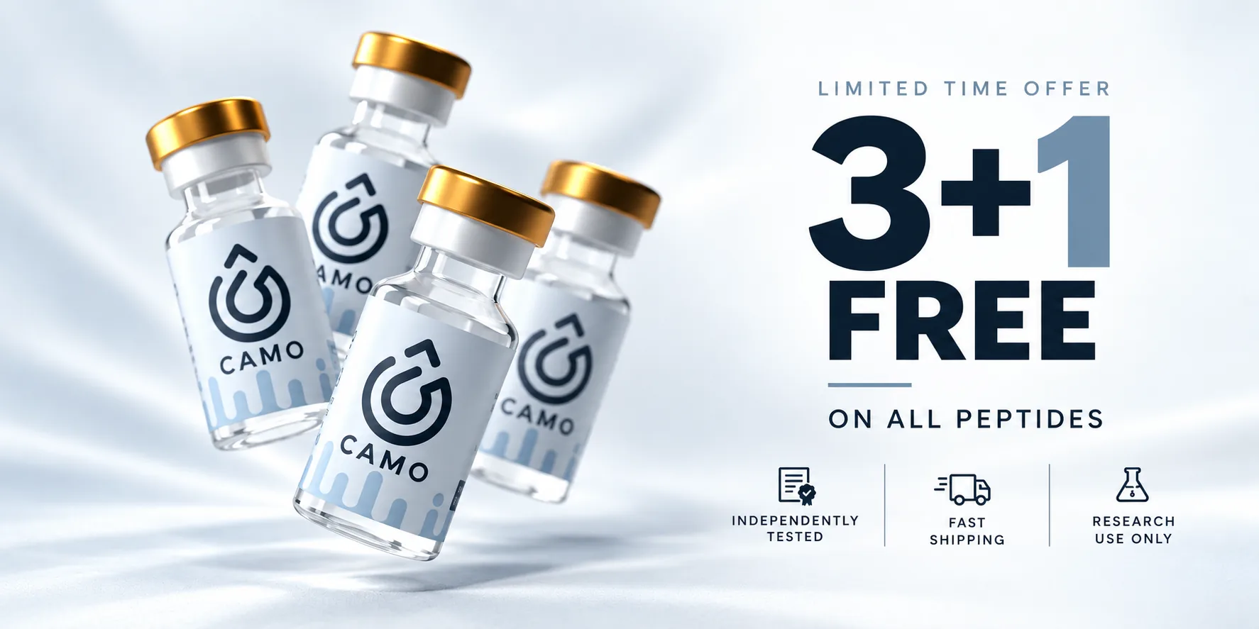 3+1 free on all peptides: buy 3 vials, get the 4th free
